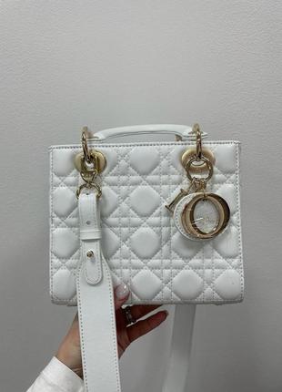 Сумка в стилі dior lady mini біла белая шкіра5 фото