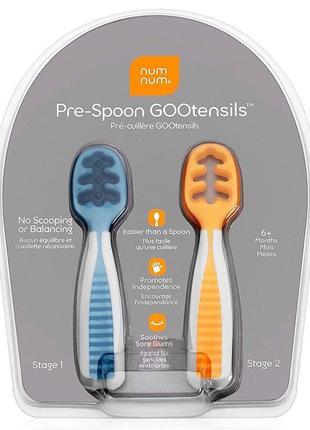 Ложки для початку прикорму numnum pre-spoon gootensils, 6м+ (синьо-помаранчеві)1 фото