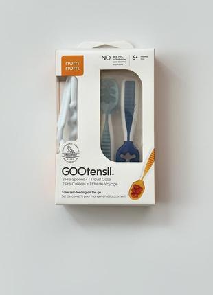 Ложки numnum pre-spoon gootensils для начала прикорма, 6м+ (cині з чохлом)