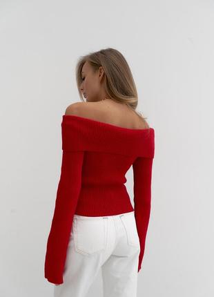Стильный свитер/топ/кофта со спущенными плечами, красный, белый, черный, беж. стильный, женственный, трендовый, сексуальный. размер универсальный3 фото