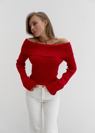 Стильный свитер/топ/кофта со спущенными плечами, красный, белый, черный, беж. стильный, женственный, трендовый, сексуальный. размер универсальный4 фото
