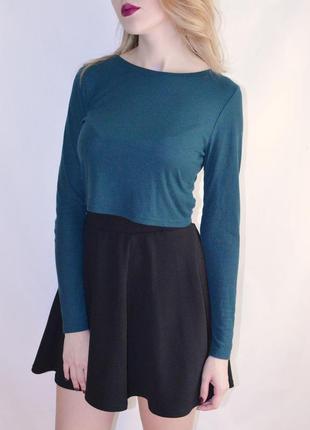 Кроп топ смарагдового кольору в рубчик від topshop