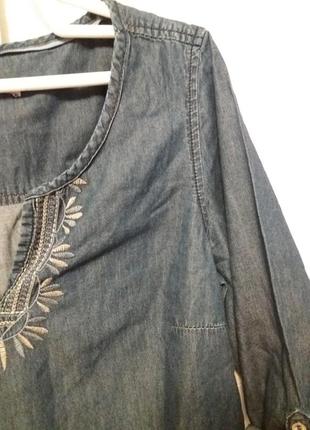 Джинсовое платье-туника с вышивкой 3