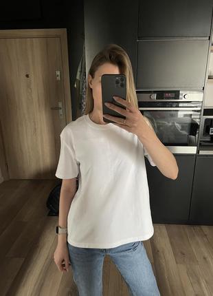 Белая футболка оверсайз zara, размер s-м