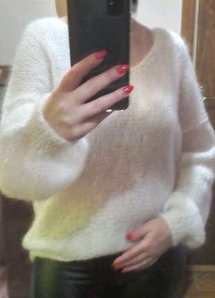 Білий мохеровий светр, базовий светр2 фото