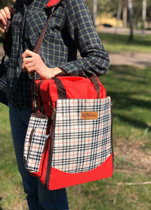 Сумка-рюкзак для мам hello baby red4 фото