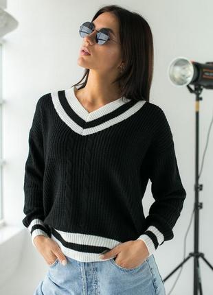 ❤️вязаный пуловер с контрастной отделкой ❤️2 фото