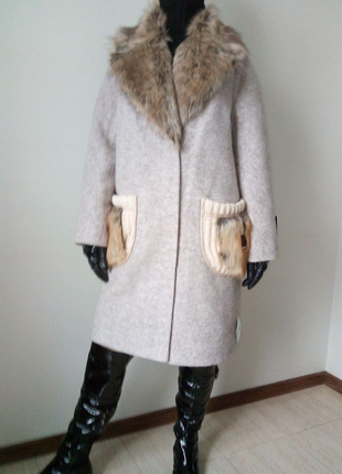 Розміри бежевий хіт! вовняне пальто теплейшее6 фото