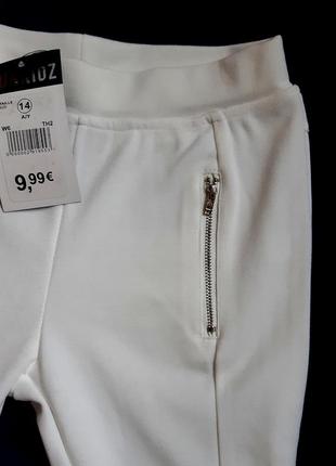 Белые плотные трикотажные штаны брюки punkidz франция на 14 лет (164см)4 фото