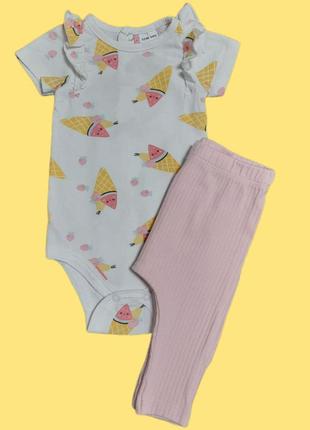 Комплект для новорожденного для девочки боди леггинси лосины для девочки