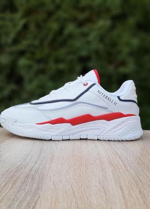 Чоловічі кросівки | adidas niteball ii | білі/червоні | шкіра, :42