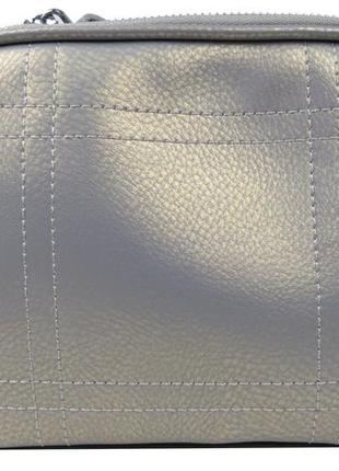 Женская кожаная сумка серебристая3 фото