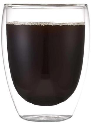 Набор стаканов с двойным дном con brio cb-8330-2 300 мл 2 шт, прозрачные чашки с двойными стенками1 фото