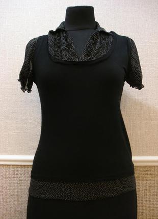 Трикотажная блузка с коротким рукавом шифоновая блуза большого размера 14/161 фото