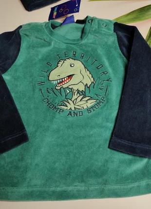 Яскрава велюрова піжама lupilu для хлопчика 1-2 роки з динозавром2 фото