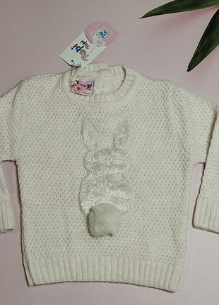 Красивий светр з зайчиком для дівчинки 1/2 року1 фото