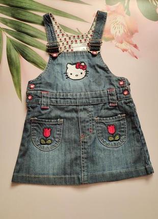 Стильний джинсовий сарафан h&m hello kitty 12/18 міс