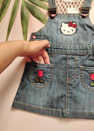 Стильний джинсовий сарафан h&m hello kitty 12/18 міс3 фото