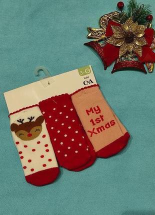 Гарний набір теплі шкарпетки новорічні c&a розмір 14/15