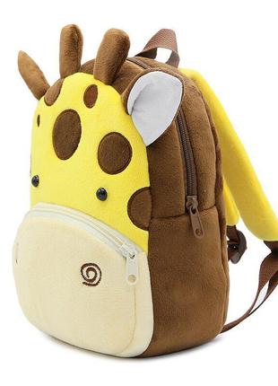Дитячий велюровий рюкзак для садочка жираф2 фото