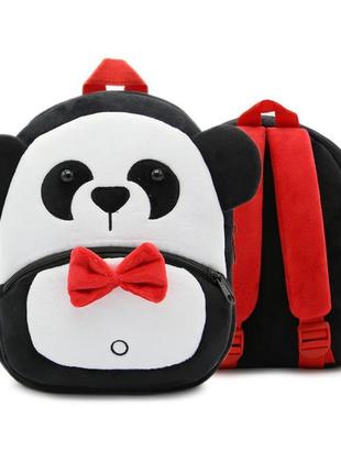 Якісний дитячий велюровий рюкзак для садочка панда1 фото