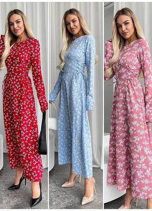 Плаття жіноче довге з боків шнурівка