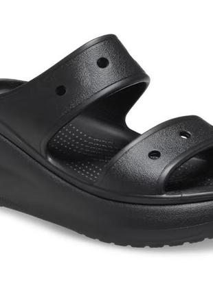 Женские кроксы crocs classic crush sandal black