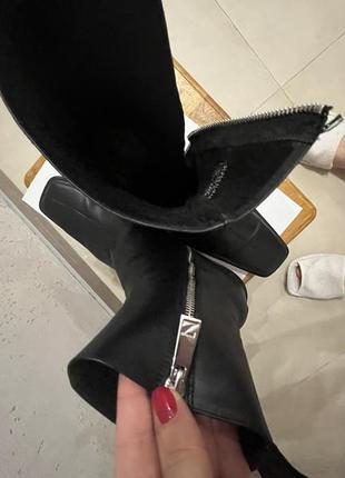 Ботинки zara женские черные кожа5 фото