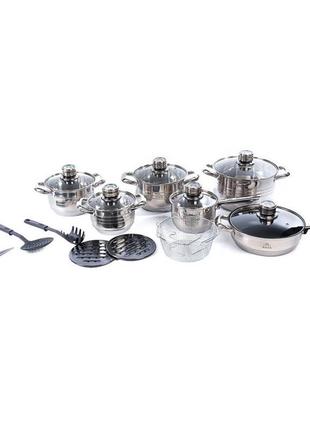Набор посуды 18 предметов astra a-2618, набор посуды для электрических плит, наборы кастрюль