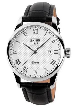 Годинник наручний чоловічий skmei 9058lsiwtbk, чоловічий годинник стильний годинник на руку, модний чоловічий годинник круглий