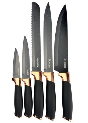 Универсальный кухонный ножевой набор magio mg-1092 5 шт, набор ножей для кухни, набор кухонных ножей3 фото