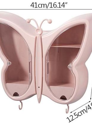Органайзер-полиця для косметики "метелик" (рожевий) (w-32)3 фото