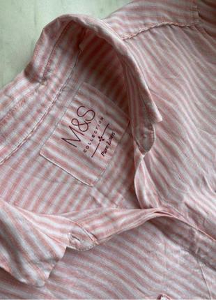 Сорочка біла рожева льон marks&spencer оверсайз4 фото