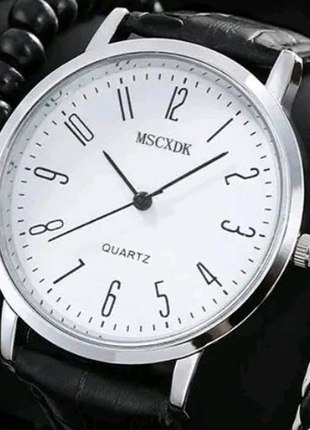 Чоловічий наручний білий кварцовий діловий годинник. наручные час1 фото
