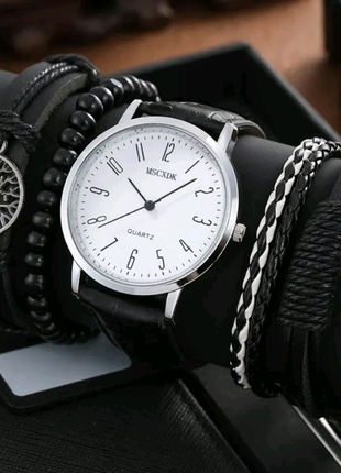 Чоловічий наручний білий кварцовий діловий годинник. наручные час2 фото
