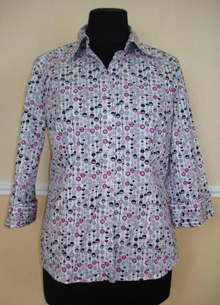 Летняя кофточка блузка с воротником и рукавом 3\4 приталенная большого размера 16(xxl)