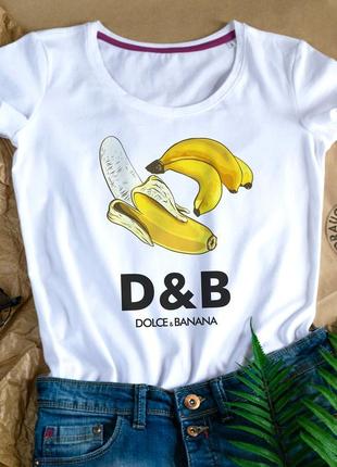 Купити білу жіночу футболку антибренд "dolce and banana"1 фото