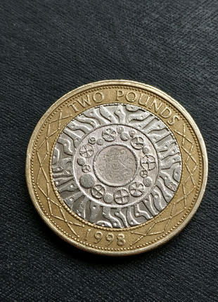 Two pounds 1998, монета англия 2 фунта2 фото