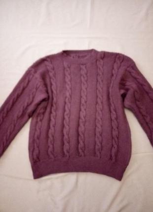 Вязаный свитер с косами оверсайз крупная вязка объёмный ручная, большой размер №5kt5 фото