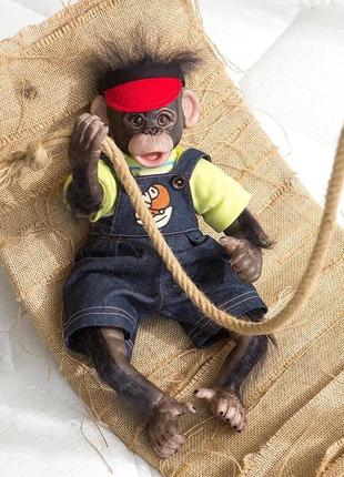 Силіконова колекційна лялька реборн мавпа хлопчик чип (вінілова лялька мавпа) висота 40 см4 фото
