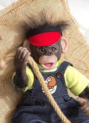Силіконова колекційна лялька реборн мавпа хлопчик чип (вінілова лялька мавпа) висота 40 см5 фото