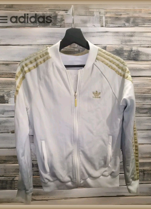 Женская олимпийка adidas trefoil white & gold2 фото