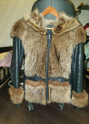 Кожаноя курточка richmond, кожаноя курточка з натуральним хутром.2 фото
