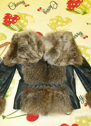 Кожаноя курточка richmond, кожаноя курточка з натуральним хутром.10 фото