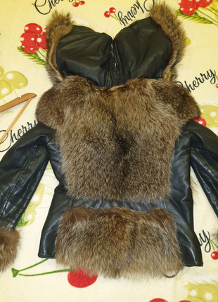 Кожаноя курточка richmond, кожаноя курточка з натуральним хутром.11 фото