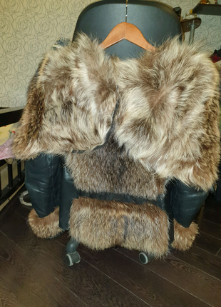 Кожаноя курточка richmond, кожаноя курточка з натуральним хутром.13 фото