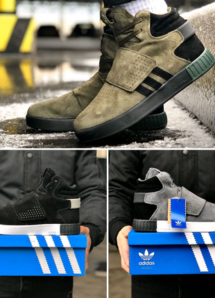 Чоловічі зимові кросівки adidas tubular invader з хутром