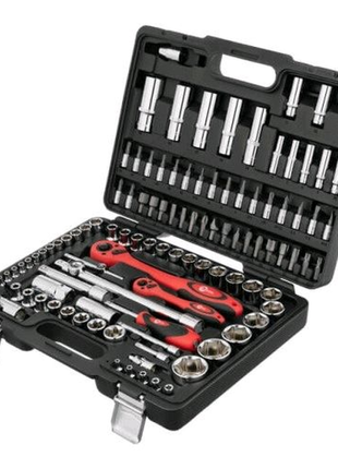Набір інструментів cr-v 1/2", 1/4", 108 од. intertool et-6108