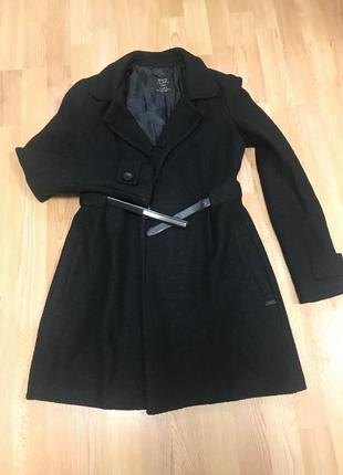Пальто шерстяное чёрное плащ тренч