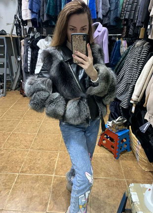 Куртка з хутром чорнобурки ❄️2 фото